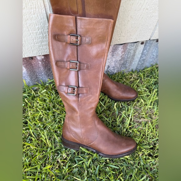 ECCO Hobart Women’s Tall Brown Riding Boots Leather, Buckles, Size 41, 10 10.5 - Picture 2 of 12